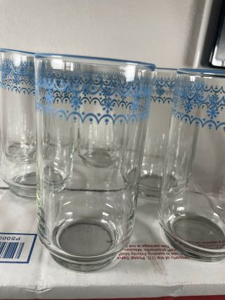 Set Of 7 Vintage Corelle Snowflake Blue Garland Drinking Glasses Rare