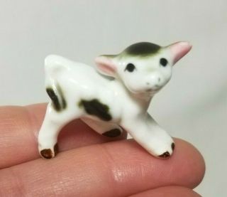 Miniature Baby Cow Calf Figurine Vintage Bone China 1 " H