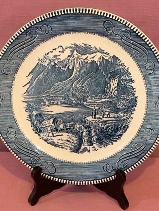 Currier and Ives Tab Handle Cake Plate Platter Rocky Mountain Royal China C 2