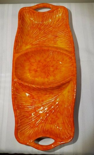 Maurice Of Calif Usa Ap 519 Divided 3 Section Snack/candy Tray Orange & Yellow