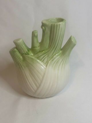 Vintage Ceramic Fennel Bud Vase Made In Italy Majolica Style