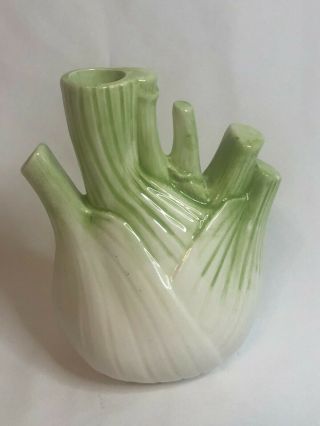 Vintage Ceramic Fennel Bud Vase Made In Italy Majolica Style 2