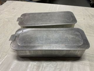 Vintage Set Of Two Mirro Aluminum Loaf Pans With Sliding Lids