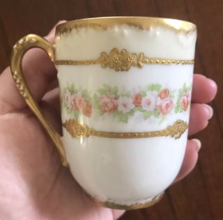 Imperial Limoges France Vintage Tea Cup Gold With Flowers