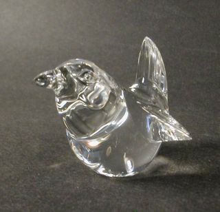 Vintage Steuben Crystal Glass Wren Bird Paperweight Hand Cooler - Signed