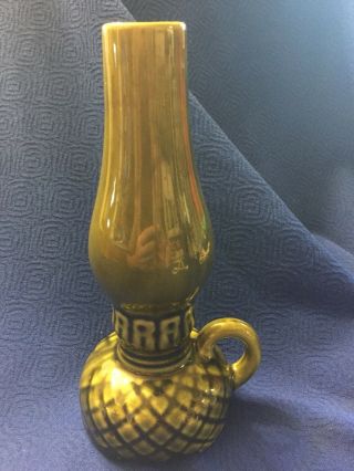 Vintage Mid Century Mccoy Oil Lamp Style Vase Olive Green 8 1/2 " H