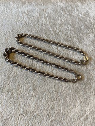 2 X Vintage Solid Sterling Silver Matching Rope Bracelets 9.  95g