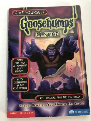 Vintage Goosebumps Rl Stein Book Choose The Scare Invaders From The Big Screen