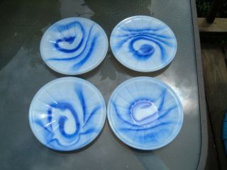 Childrens Akro Agate Stacked Disc & Interior Panel Large Blue And White 4 Plates