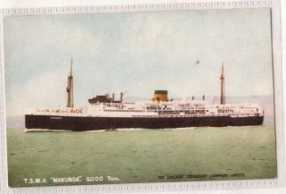 Vintage Postcard T.  S.  M.  V.  " Manunda " Adelaide Steamship Company 1900s