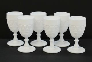 Set Of 6 Vintage Westmoreland Milk Glass Goblets,  Unknown Pattern,  3 " X3 " X6 "