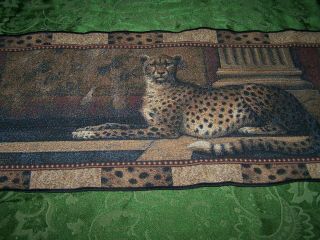 Vintage Elaine Vollherbst Cheetah Tapestry Table Runner