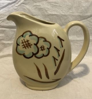 Vintage Shawnee Pottery Usa 35 Blue Brown Cornflower Milk Pitcher/jug