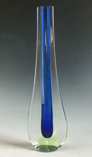 Vintage Murano Sommerso Blue Glass Vase Designed By Flavio Poli For Seguso