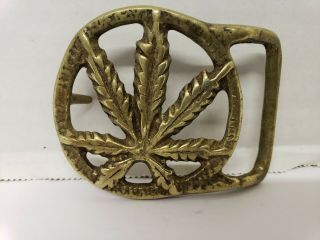 Vintage Marijuana From The 70s Solid Brass Belt Buckle Made In U.  S.  A.
