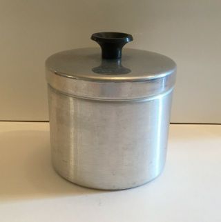 Retro Aluminum Grease Canister Black Handle Vintage Kitchen Container 5.  25 " Tall