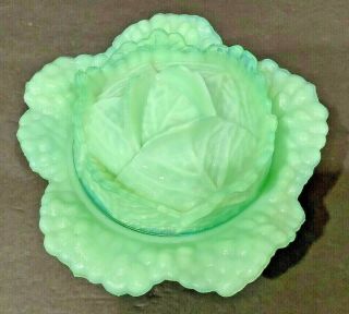 Martha Stewart By Mail Jadeite Green Milk Glass Covered Cabbage Dish