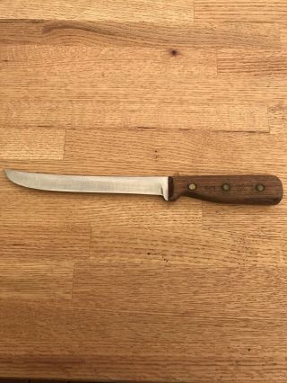 Vintage Chicago Cutlery Usa 66s Walnut Handle Carving Slicing Knife 8 " Blade