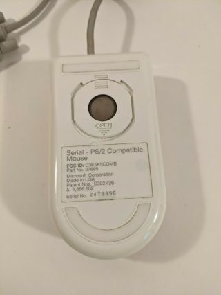 Vintage Microsoft 2 - Button Serial Mouse PS/2 Compatible 3