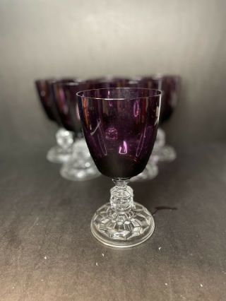 Set Of 6 Fostoria American Lady 6 Inch Goblets In Burgundy/amethyst