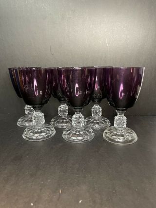 Set Of 6 Fostoria AMERICAN LADY 6 Inch Goblets In Burgundy/Amethyst 2