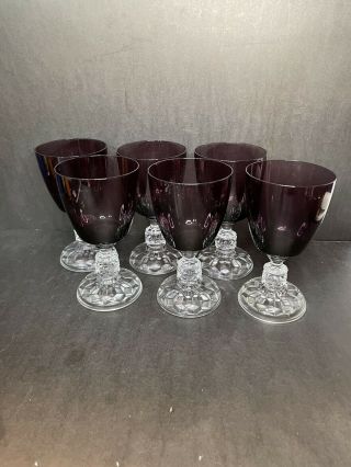 Set Of 6 Fostoria AMERICAN LADY 6 Inch Goblets In Burgundy/Amethyst 3