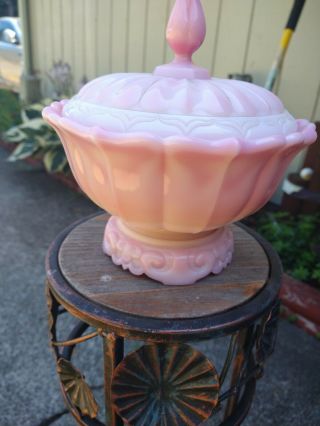 Fenton Rosalene Ogee large Candy Dish Jar With Lid on stand/pedestal,  3 Piece 3