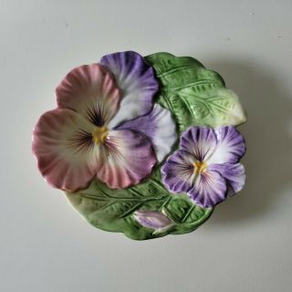 Fitz And Floyd Classics Halcyon Ff Pansies Soap Dish Small 6.  5x4.  5