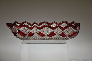 c.  1901 No.  3 EUREKA by National Glass Co RUBY STAINED Relish Dish 2