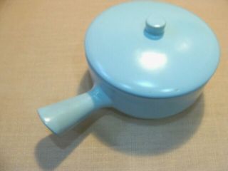 Vintage La Solana Pottery Robin Egg Blue Covered Dish Pot With Lid And Handle