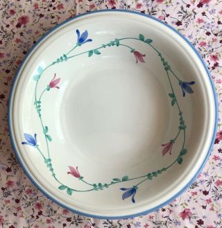 Savoir Vivre Portofino Blue White Blue Pink And Green Salad Soup Bowl 8 "
