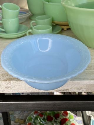 Mckee Poudre Blue Delphite Laurel Pattern Oval Serving Bowl 2