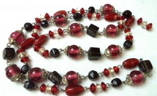 Stunning Vintage Estate High End Heavy Glass Beaded 35 " Necklace G5021