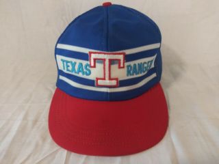 Vintage Texas Rangers Mesh Snapback Trucker Hat Rare Usa Made Par Cap