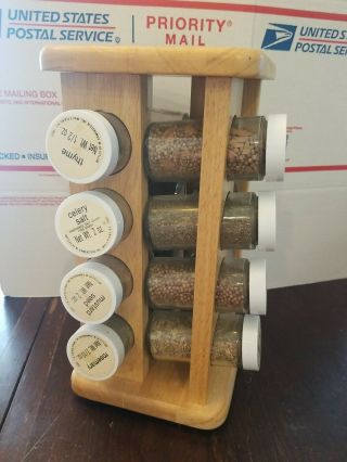 Vintage Rotating Wood Spice Rack M.  Kamenstein.  Jars And Spices