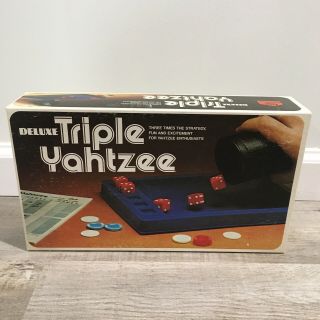 Vintage 1978 Deluxe Triple Yahtzee Milton Bradley Lowe Board Game Dice,  More
