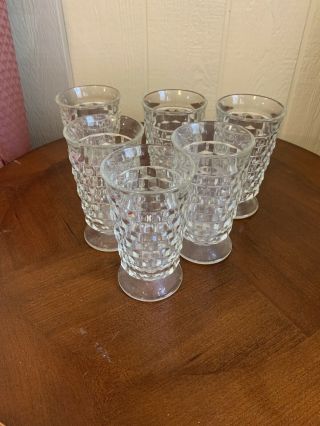 vintage Set Of 6 Whitehall Colony Indianacubist Clear Glasses.  footed/ Pedstal 2