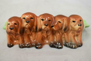 Vintage Beswick Pottery Five Spaniel Puppies Ashtray Pipestand Model 869 1940 - 67
