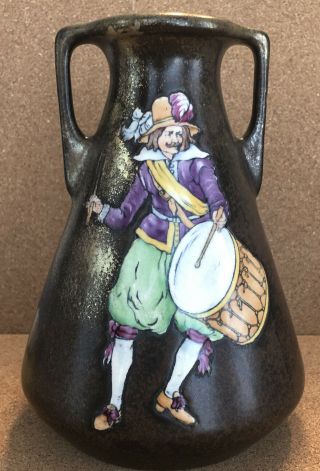 Antique Stellmacher Teplitz Twp Handled Vase Drummer 8 " Tall Hand Painted