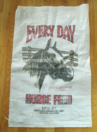 Vintage Every Day Horse Feed Bag Sack Graphic 50 Lbs Taunton Ma 32 " X 20 "
