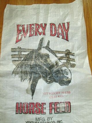 Vintage Every Day Horse Feed Bag Sack Graphic 50 lbs Taunton MA 32 