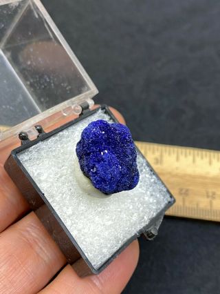Lovely Azurite Specimen From Morocco In Thumbnail Box - Vintage Estate Find