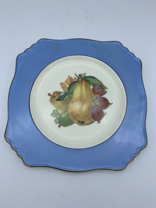 Vintage Royal Winton Grimwades England Square Salad Plate Pear/figs Blue Border