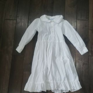 Girls Size 5/6 White Vintage Prairie Dress Button Front