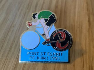 Very Rare Vintage Cycling Pin Badge Tour De France Quiberville Sur Mer 1991