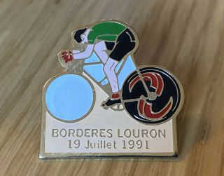 Very Rare Vintage Cycling Pin Badge Tour De France Borderes Louron 1991
