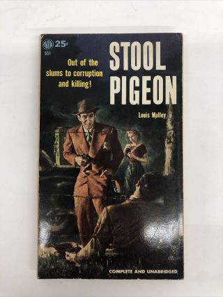 Stool Pigeon By Louis Malley 1953 Vintage Adult Mystery Thriller Novel