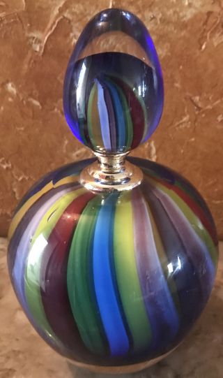 Vintage Cristalleria Murano Art Glass Scent Perfume Bottle 6 1/2”