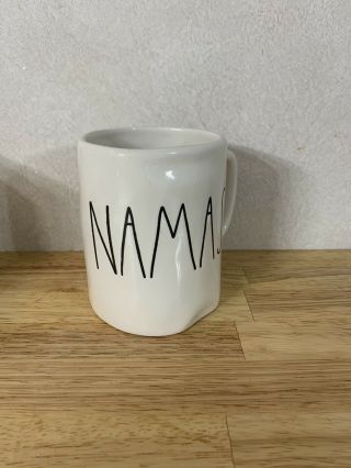 Rae Dunn Ceramic Mug Namaste Large Letter 2019 Magenta