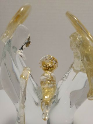 Vintage Italy Art Glass Gold Fleck Nativity Holy Family,  Murano? 2
